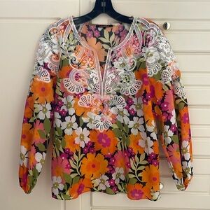 Kobe Halperin Floral and Lace Blouse
